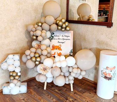 Украса за кръщение, погача или първи рожден ден с горска тематика/лисичка