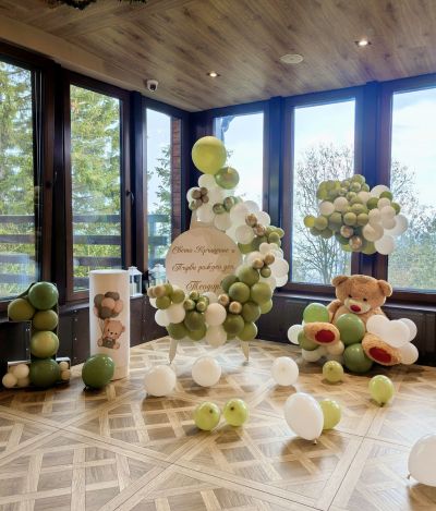 Украса за кръщение, погача или първи рожден ден с мече