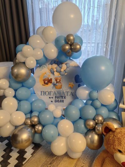 Украса за кръщение, погача или първи рожден ден с мече